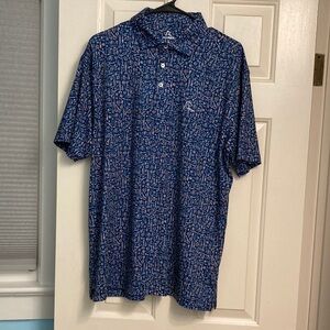 Men's L Rhoback C’Ville Blue Patterned Buttoned Polo Shirt